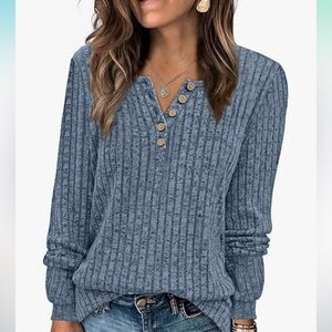 Blue Button-Up Women's Sweater